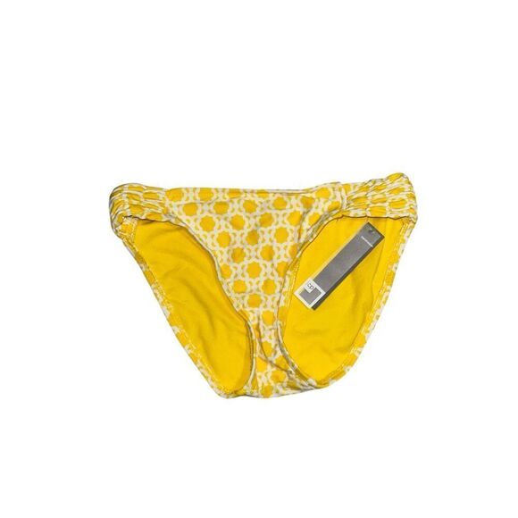 NEW WITH TAGS jcp Print Shirred Side-Tab Hipster Swim Bottoms Yellow MSRP $38 NW - Picture 1 of 3